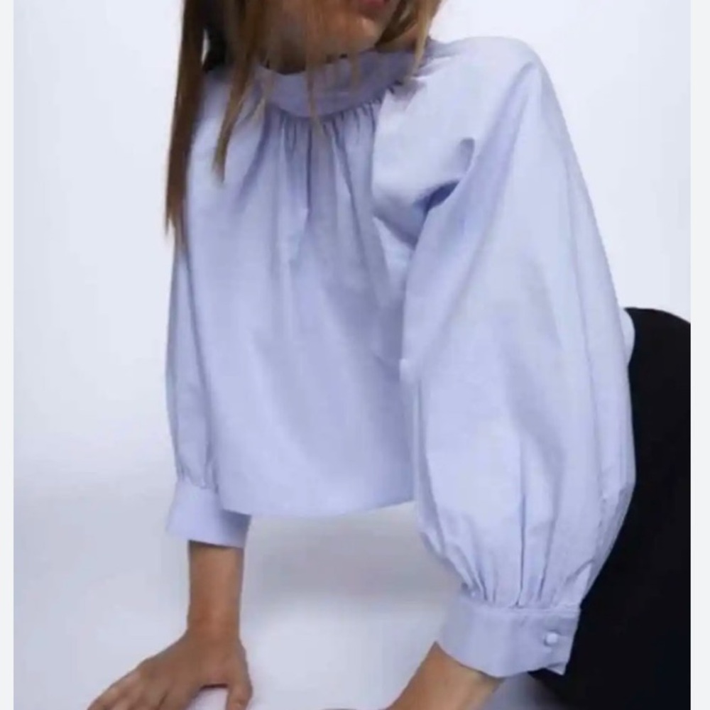 NWT Zara | Light Blue Back Bow Crop Top | Size Small